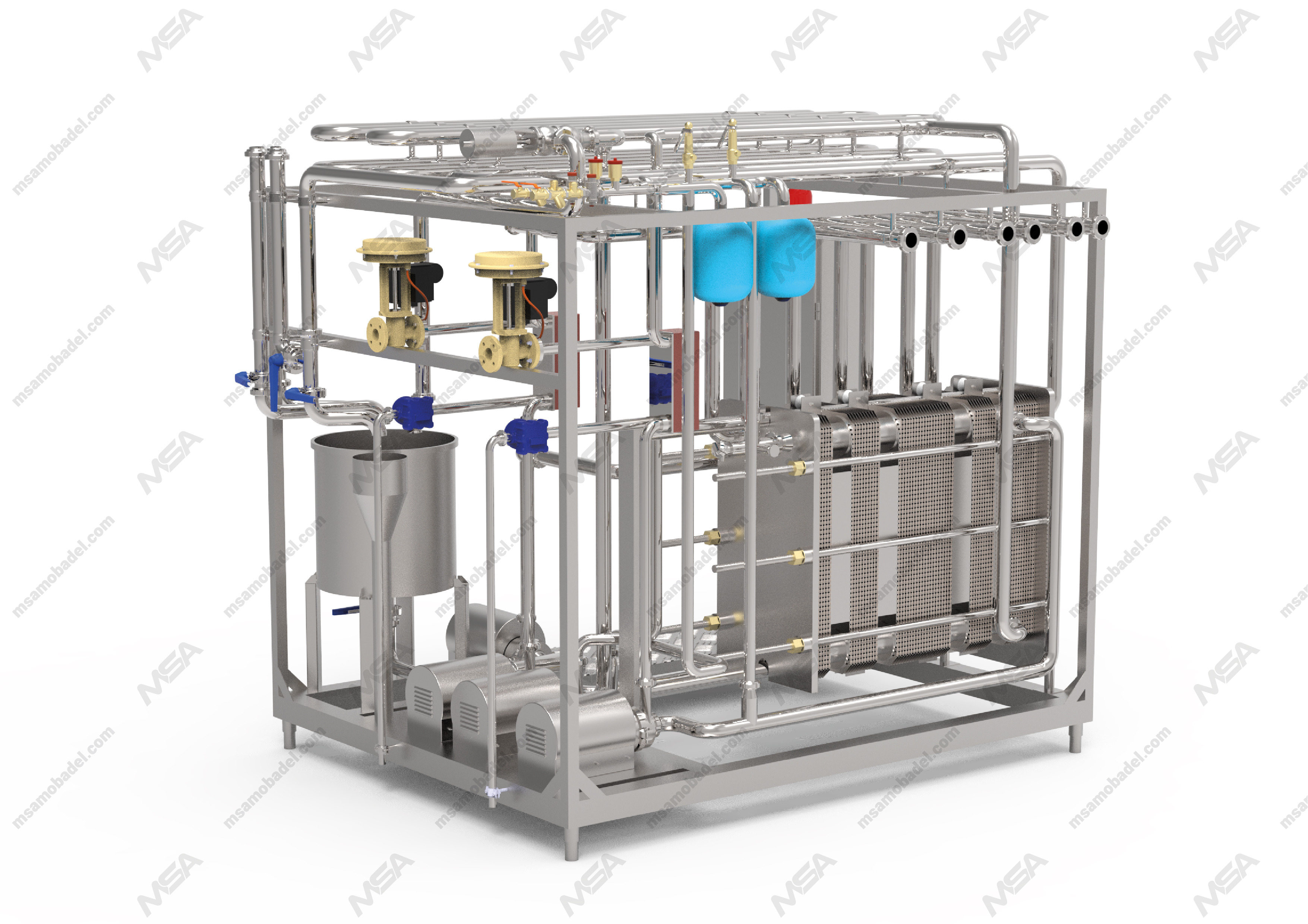 نمای پشتی دستگاه پاستوریزاتور صفحه ای مبدل سازان